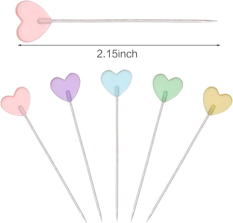 Elisel 200 pcs Multicolor Straight Pins Straight Quilting Pins Craft Positioning Pins Fixed Sewing Marker Needle for Crafting Dressmaker and Other Crafts Making (Love Hearts) - Image 2